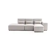 Foret 4 Seater Sofa Modular Corner Lounge Couch Fabric Left Chaise Ottoman Beige