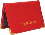 [AKH] Genuine Leather Oyster Travel Card Bus Pass Rail Card Holder Wallet Cover Case UK (Red), Red, 8 x 11 cm, Classic