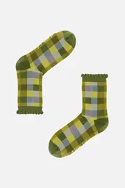 Olive Maxine Check Socks