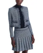 Misook Fringe Trim Tweed Jacket