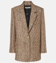 [Alessandra Rich] Alessandra Rich Oversized tweed lamé blazer AU 14 brown