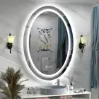 LED Bathroom Mirror with Front + Backlit Stepless Dimmable Wall Mirrors Anti-Fog