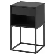 VIKHAMMER Bedside table, black, 40x39 cm
