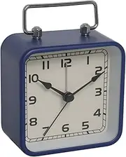 Alarm Clock Metal Square Small Alarm Clock Desktop Silent Clock Student Bed Sleep Luminous Quartz Table Clock Clock for Bedroom(Blue)
