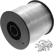 HONMEET 1Set Clear Fishing Wire Nylon String Roll with Aluminum Crimping Sleeves Long DIY Jewelry Crafting Line for Hanging Decorations and Ornaments