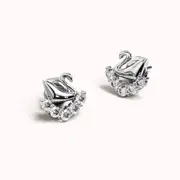Solid 925 Sterling Silver Swans Upon Stars Earrings