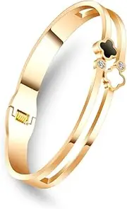 [Pera Jewelry] 14K Gold Plated Bangle Bracelet, Zirconia Simulate Diamond Bangle, Cuff Bracelets for Women with Gift Box, Buckled Nail Cuff Bold Bangle Bracelet