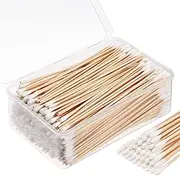 Norme 500 Packs Caliber Cotton Cleaning Swabs Single Tip with Wooden Handle Cleaning Swabs for Jewelry Ceramics Electronics in Storage Case