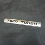 1x Chrome Silver Black TWIN TURBO Metal Decal Badge Emblem Sticker Motors AWD V6 (for: Renault)