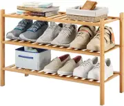 3-Tier Bamboo Shoe Rack for Entryway, Stackable | Heavy Duty | Multi-Function, F