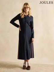 Joules Pia Navy Blue Button Down Ponte Maxi Dress (E27951) | $150