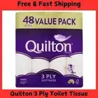 Quilton 3 Ply Toilet Tissue (180 Sheets per Roll 11x10cm) Pack of 48 Rolls FREE