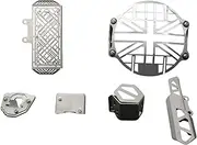 Radiator Guard,Headlight Grill,Side Stand Extender,Front Brake Fluid Cap,Rear Brake Fluid Cap,Rear Master Cylinder Guard (Silver) (Combo of 6 Items) Fit for Royal Enfield Himalayan 411