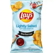 Lay's Potato Chips BARBECUE LIGHTLY SALTED Less Sodium 7.75oz (1 Bag)