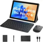 2 in 1 Tablet with Keyboard, 10 inch Android 11 Tablet, 6GB 6GB+128GB Black