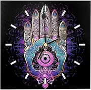 Wall Clock,Clocks for Living Room,Battery Operated,Ethnic Style Eye Hand Mandala,Square Silent Clock 7.87 in