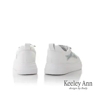 【Keeley Ann】丹寧抽鬚平底休閒鞋(藍色376577460-Ann系列)