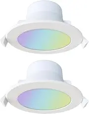 Smart WiFi Downlight FRESHIN 90mm Cutout 9W RGBCW IP44 Waterproof LED Recessed Ceiling Light Dimmable Color Changeable 2.4Ghz Only Compatible with Alexa, Google Home No Hub Required (2 Pack)