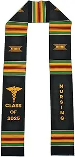 [ORNING] Nursing Stole Kente Graduation Stole Class of 2025 Elegant 72 Inch Graduation Stole with Medical Logo for Nursing Students Handcrafted Kente Nursing Stole for Memorable Achievements, Multicolor, One