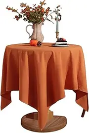 Round and Rectangular Pumpkin Colored Tablecloths, Thanksgiving Decorative Tablecloths for Home, Kitchen, Parties, Picnics, Dinners, Seasonal Decorations(F)