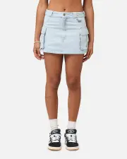 [DICKIES] Dickies Women's 874 Light Denim Cargo Mini Skirt Sky Blue - Size 8 8 Sky Blue