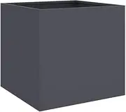 vidaXL Raised Planter Box - Anthracite Cold-Rolled Steel Rectangular Flower/Plant Container for Garden, Balcony, Patio - 49x47x46 cm