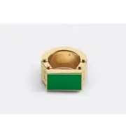BOTTEGA VENETA Bolt green & gold plated silver chunky ring 7 US / 15 IT designer