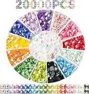 20000PCS AB Diamond Painting Beads, Square Diamond Painting Drills, 20 Colors Square AB Rhinestones Flatback Rhinestones for Diamond Art Accessories, Bead Art, Gem Art, Nails Craft, 2.5MM