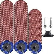 NYXCL 50Pcs 36# Quick Change Discs set,2 inch A/O Sanding Discs with 1/4" Holder,for Die Grinder Surface Prep Strip Grind Polish Finish Burr Rust Paint Removal,Surface Conditioning Discs