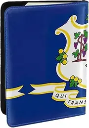 [JEJEA] Connecticut State Flag Print Travel Organizer Credit Cards Case Passport BookPassport Holder Cover Wallet forTraveling,, Black, One Size
