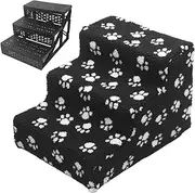 Dog Steps for Bed Indoor Outdoor Ramp 3 Steps Dog Stairs with Removable Plush Cover | Portable Ramp Stairs for Climbing Sofa, Sofa, and High Bed