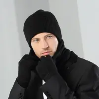 在飛比找momo購物網優惠-【米蘭精品】100%羊毛帽圍脖手套三件套(觸控保暖男女配件情