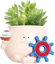 Cute Plants Pots - Cactus Container Resin | Garden Planter Pot | Home Indoor Cute Pot | Decorative Boat Pot with Drainage Hole for Succulent Indoor Outdoor Home Garden Decoration Accessory