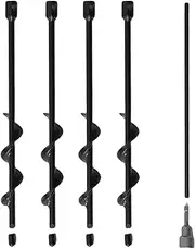 12 Inch Spiral Screw Ground Anchors Stakes Screw in，Anti-Rust and Extended Service Life Design for Securing Dogs,Tents, Trampolines, Canopies, Swing Sets,Black (4)