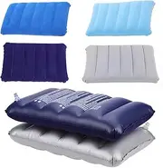 Bssowe Pack of 4 Inflatable Seat Cushions, Camping Pillow, Inflatable Pillow, Beach, Flocking Pillow, Ergonomic Travel Pillow, Inflatable, Foldable, for Beach, Outdoor, Hiking (47 x 30 cm)