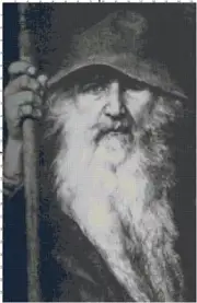 Odin Black and White Cross-Stitch Counted Pattern Needlepoint Chart