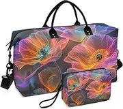 [ZRYSMY] Transparent Florals Closeup Duffel Bag for Traveling, Travel Bag Gym Bag, with Multiple Interior Pockets Shoulder Weekender Bag for Women Men with Toiletry Bag 20.5L x 1.9W x 13.8H