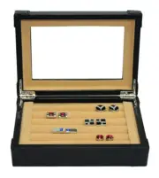 Elegant PU Leather Cufflink Display Box Ring Tie Clip Storage Case Organizer d