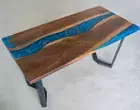 Live Edge Epoxy Resin Table Walnut Custom Order Table Top Restaurant & Bar