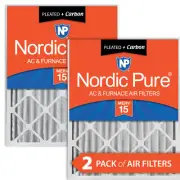 Nordic Pure 16x20x4 (3 5/8) Pleated Air Filters MERV 15 Plus Carbon 2 Pack