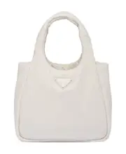 Prada Logo Plaque Top Handle Tote Bag One size white