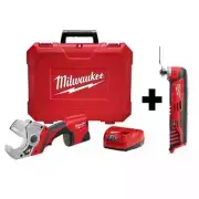 Milwaukee Cordless PVC Pipe Shear Kit 2" 12V Li-Ion w/ Oscillating Multi-Tool