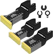 AMZBSAW 16 PCS Titanium Oscillating Saw Blades Metal Cutting, Universal Multitool Blades for Metal Nails Hard Material and Wood Plastic, Multi Tool Blades Kits Fit Dewalt Bosch Worx Milwaukee Ryobi
