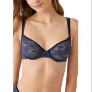 B.tempt'd by Wacoal Womens Shadow Scene Unlined Underwire Bra Mood Indigo SZ 34D