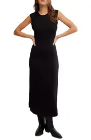 Free People Eventide Sleeveless Eyelet Midi Dress in Black Combo at Nordstrom, Size Large