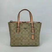 NWT Coach C4250 Mollie Tote 25 In Signature Canvas IN Light Khaki Faded Blush