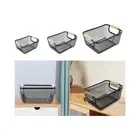 Mesh Metal Storage Basket with Wood Handle Container for Laundry Rooms Black