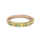 925 Silver Round 2.5MM Peridot Yellow Tourmaline Eternity Rose Plated Women Ring