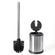 Toilet Brush with Lid - Sleek Toilet Bowl Brush and Holder - Stainless Steel