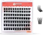 KESOR Lash Cluster Extension DIY (Party) 84Pcs Premium Quality Soft Thin Band Like Real Lashes C Curl (8-16mm Refill Lashes)